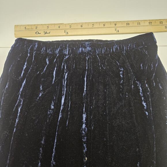 Vtg 90's Women's Velvet Maxi Skirt Navy Blue Small Whimsigoth Gothic Flowy Fairy - Picture 5 of 8